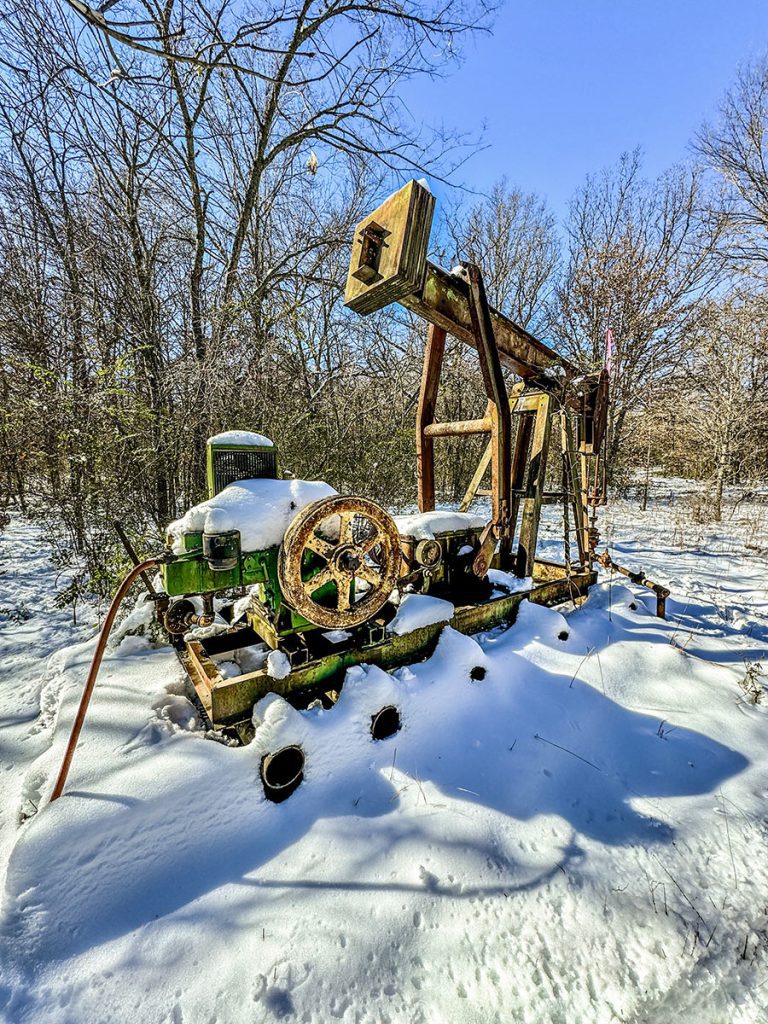 Abandoned well thats leaking methane gas, a leading climate change gas.
